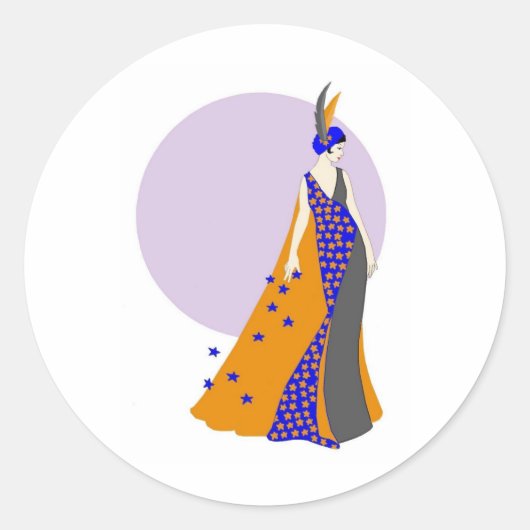 Sticker Rond Lune et les étoiles (Devant)