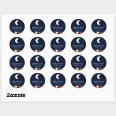 Sticker Rond Lune Étoiles Floral Merci Mariage Céleste (Feuille)