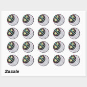 Sticker Rond Lune, Étoiles, Soleil Levant (Feuille)