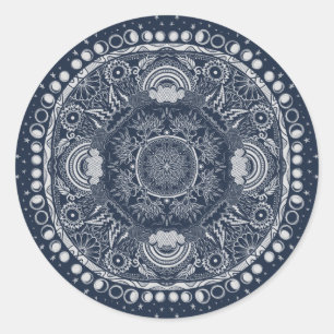 Sticker Rond Lune Mandala Lune Enfant Yoga