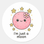 Sticker Rond Lune rose avec cou (Devant)