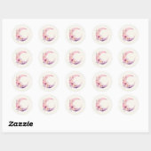 Sticker Rond Lune rose Croissant avec de jolies fleurs (Feuille)
