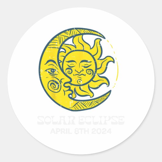 Sticker Rond Lune Solaire Eclipse 2024 Totalité Avril 8 Femmes (Devant)