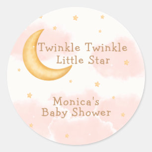 Sticker Rond Lune Stars Twinkle Twinkle Girl Baby Douche