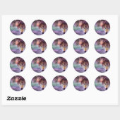 Sticker Rond Lune Wolf (Feuille)