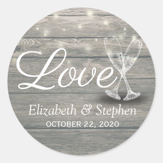 Sticker Rond Lunettes de Champagne mariage Merci (Devant)