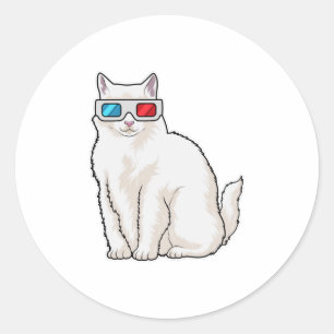 Sticker Rond Lunettes de chat