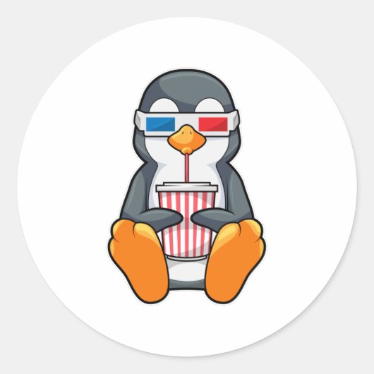 Sticker Rond Lunettes de cinéma Penguin Coupe de boisson (Devant)