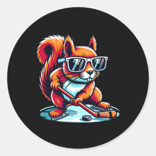 Sticker Rond Lunettes de joueur de hockey sur glace Cool Squirr