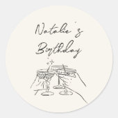 Sticker Rond Lunettes de Martini à main rétro Doddle Anniversai (Devant)