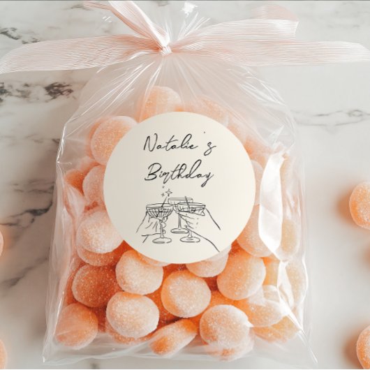 Sticker Rond Lunettes de Martini à main rétro Doddle Anniversai