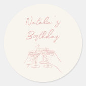 Sticker Rond Lunettes de Martini à main rose Doddle Anniversair (Devant)