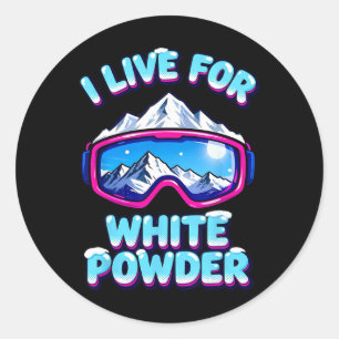 Sticker Rond Lunettes de ski en neige poudreuse rétro pour snow