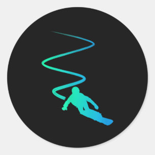 Sticker Rond Lunettes de ski snowboard pour skieur snowboardeur