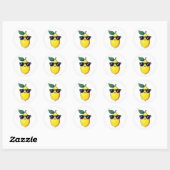 Sticker Rond Lunettes de soleil au citron amusantes (Feuille)