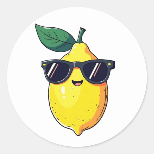 Sticker Rond Lunettes de soleil au citron amusantes (Devant)