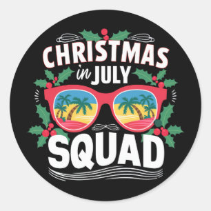Sticker Rond Lunettes de soleil Christmas In July Squad Été Pla