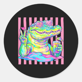 Sticker Rond Lunettes de soleil cœur d'alligator Preppy Ed esth