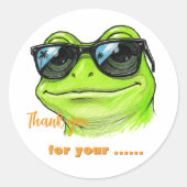 Sticker Rond Lunettes de soleil Cool Frog  (Devant)