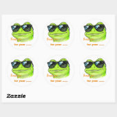Sticker Rond Lunettes de soleil Cool Frog  (Feuille)