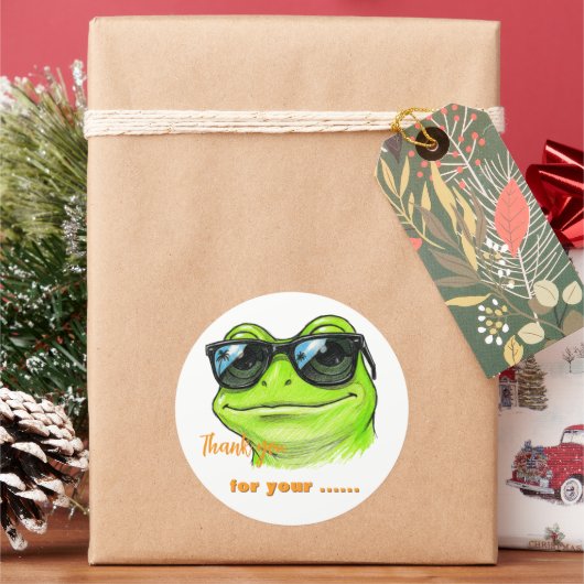 Sticker Rond Lunettes de soleil Cool Frog  (vacances)
