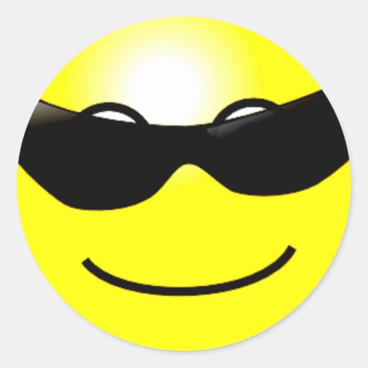 Sticker Rond Lunettes de soleil cool Visage jaune (Devant)