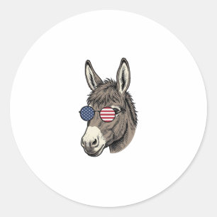 Sticker Rond Lunettes de soleil d'âne patriotique Design de T-s