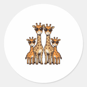 Sticker Rond Lunettes de soleil de famille de girafe Cool T gra