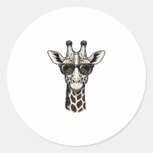 Sticker Rond Lunettes de soleil de girafe cool T-shirt à gravur
