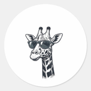 Sticker Rond Lunettes de soleil de girafe cool T-Shirt à gravur