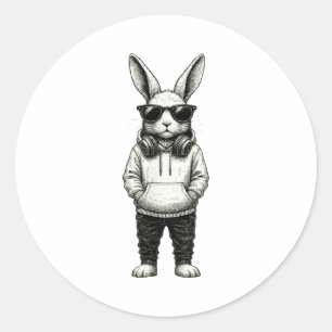 Sticker Rond Lunettes de soleil de Pâques lapin jour de Pâques