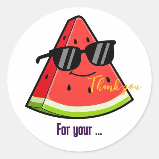 Sticker Rond Lunettes de soleil drôles à pastèque Merci (Devant)