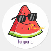 Sticker Rond Lunettes de soleil drôles à pastèque Merci (Devant)