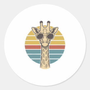 Sticker Rond Lunettes de soleil girafe vintage vecteur crépuscu