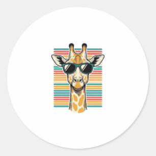 Sticker Rond Lunettes de soleil girafe vintage vecteur rayure r