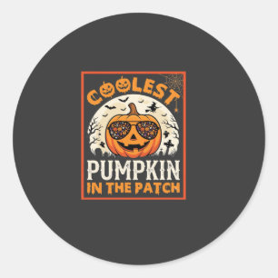 Sticker Rond Lunettes de soleil Halloween Citrouille la plus co