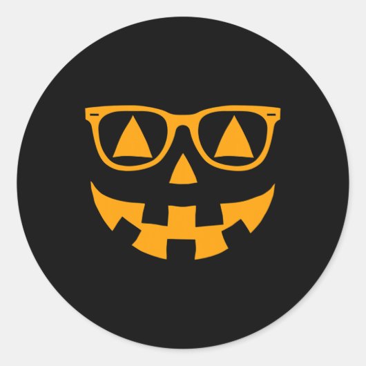 Sticker Rond Lunettes de soleil Jack-o'-lantern Face Halloween (Devant)