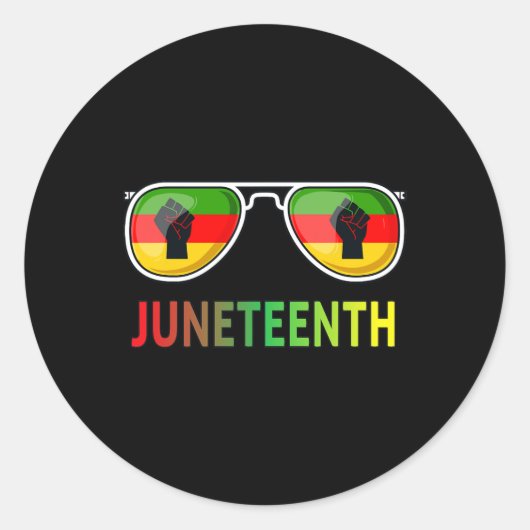 Sticker Rond Lunettes de soleil Junetten Black Pride Drapeau Po (Devant)