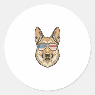 Sticker Rond Lunettes de soleil patriotiques Berger allemand Ar