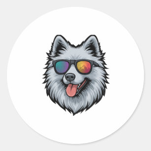 Sticker Rond Lunettes de soleil pour chien Montagne Reflet du c