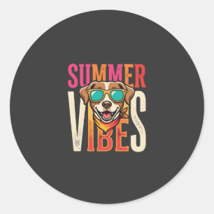 Sticker Rond Lunettes de soleil pour chien Summer Vibes