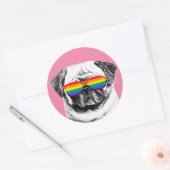 Sticker Rond Lunettes de soleil Pug Pride (Enveloppe)