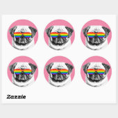 Sticker Rond Lunettes de soleil Pug Pride (Feuille)