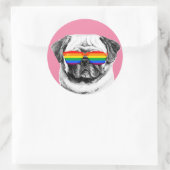 Sticker Rond Lunettes de soleil Pug Pride (Sac)