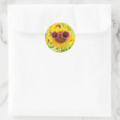 Sticker Rond Lunettes De Soleil Sur Tournesol (Sac)