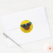 Sticker Rond Lunettes De Soleil Sur Tournesol (Enveloppe)