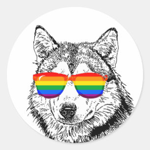 Sticker Rond Lunettes de soleil Wolf Pride