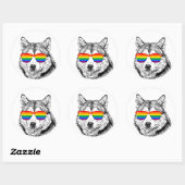 Sticker Rond Lunettes de soleil Wolf Pride (Feuille)