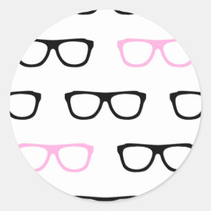 Sticker Rond lunettes geek geek rose