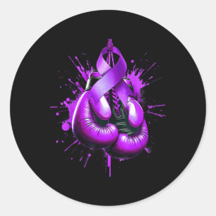 Sticker Rond Lupus Boxe Gant Purple Ribbon Sensibilisation Lutt
